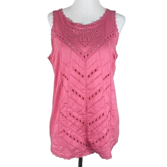 Gap Pink Eyelet Tank Top - Picture 1 of 7